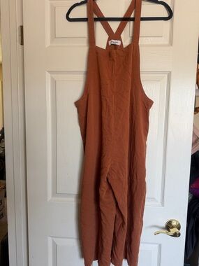 Carly Jean Los Angeles Rust Brown Sleeveless Jumpsuit Overalls